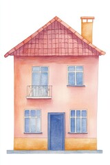 Poster - A house with a blue door and a red roof