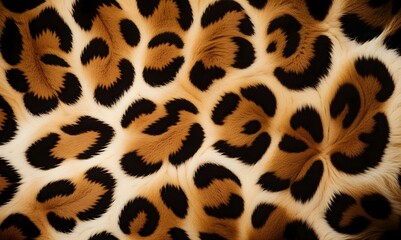 Wall Mural - Leopard print pattern , close-up view of the distinctive spotted fur texture of a leopard 