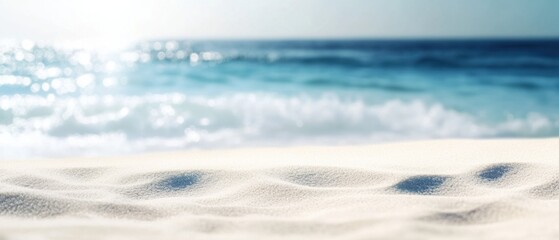 Poster - A tranquil sunny beach with soft sand and gentle waves in the background.