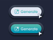 © S and V Design - Modern AI generative button. AI is entered by a command prompt to generate ideas. Generatepress button in trendy neumorphic style for Apps, websites, interfaces. UI UX elements. Vector illustration.