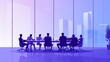 © YanabY - A diverse group of professionals engaged in a strategic meeting inside a modern glass-walled conference room in an urban setting during the late afternoon