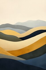 Wall Mural - The yellow and ripe brown sand mountains show natural warmth and delicacy, as if you can feel the smoothness and touch of the sand grains. The blue grain of the sand is combined with the hills to crea