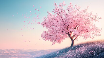 Wall Mural - Pink Cherry Blossom Tree in Springtime.