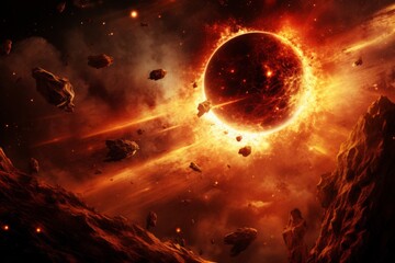 Wall Mural - fiery cosmic explosion: a dramatic space scene