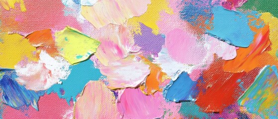 A vibrant abstract painting filled with eclectic splashes of bright colors on a textured canvas.