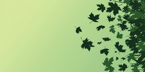 Wall Mural - Leaf silhouette falling diagonally with blank space surrounding it, flat illustration