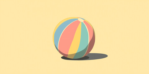 Poster - Beach ball with alternating blank stripes, centered on a flat surface, flat illustration