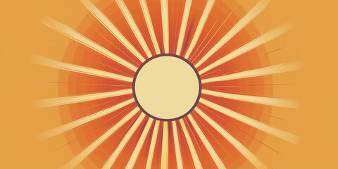 Wall Mural - Blank sun shape with rays extending outward, centered on a plain background, flat illustration