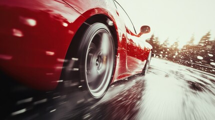 Wall Mural - sports car on road driving footage high end car advertising photography