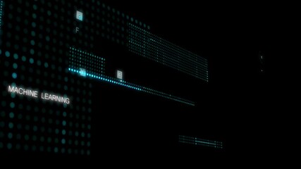 Wall Mural - three dimensional big data animation with analyse graphic in black background. numbers and lines glo