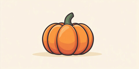 Poster - Basic pumpkin outline centered on a flat surface with a blank background, flat illustration