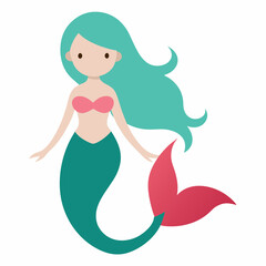 Wall Mural - Mermaid clip art ocean silhouette vector illustration 