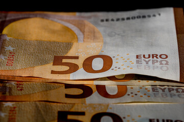 EURO money banknotes, detail photo of EUR