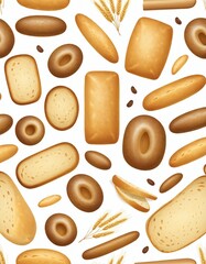 Poster - Isolated Half-Cut Brown Baguette on white Background