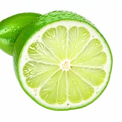 Wall Mural - Fresh Isolated Slice of Ripe Lime on white Background