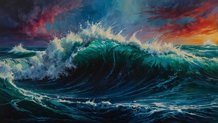 Canvas Print - abstract colorful background with waves