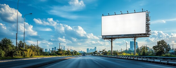 a blank billboard during daytime on busy road business traffic