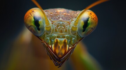 Close-Up Portrait of a Praying Mantis