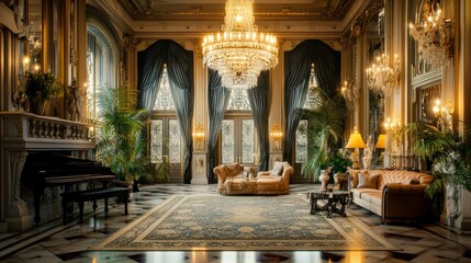 Wall Mural - luxury classic mansion drawing room