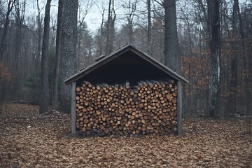 Wall Mural - stack of firewood