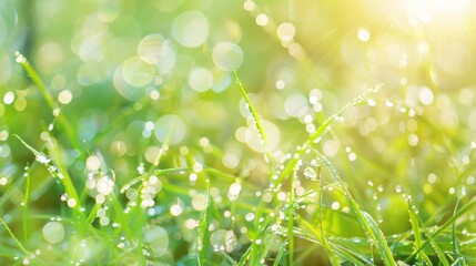 Wall Mural - Dewy Grass in the Morning Sun