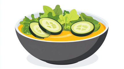 Wall Mural - Bowl of mixed greens with sliced avocado and cucumber