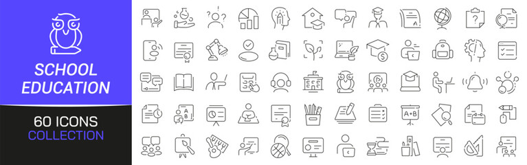 Poster - School and education line icons collection. Thin outline icons pack. UI icon collection. Set of line web pictogram