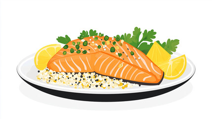 Wall Mural - Plate of baked salmon with a side of quinoa