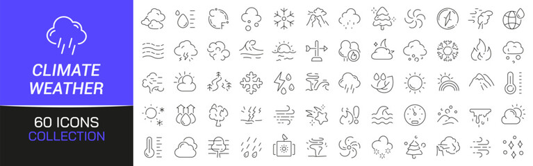Wall Mural - Climate and weather line icons collection. Thin outline icons pack. UI icon collection. Set of line web pictogram