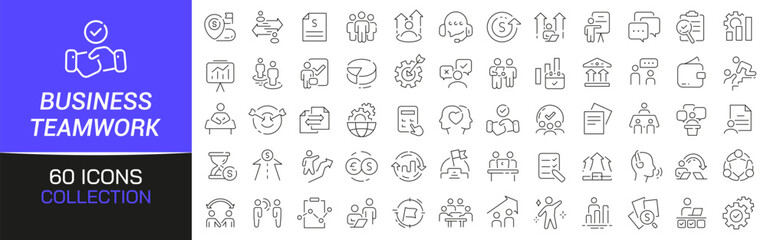 Aufkleber - Business and teamwork line icons collection. Thin outline icons pack. UI icon collection. Set of line web pictogram