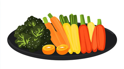 Poster - Serving of raw vegetable sticks arranged neatly on a plate