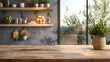 © Desinage - Background top counter interior wood blurry in the kitchen
