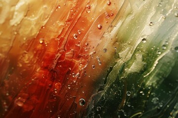 Aufkleber - Abstract representation of color gels textures and depth, close up of glass with water droplets