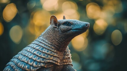 Poster - A Close-up of an Armadillo in a Forest Setting