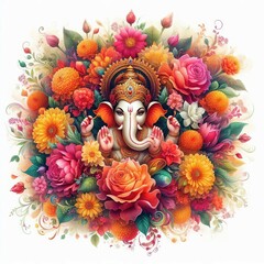 Wall Mural - illustration of Lord Ganpati for Ganesh Chaturthi festival of India, Ganesh chaturthi for greeting,card, poster background.