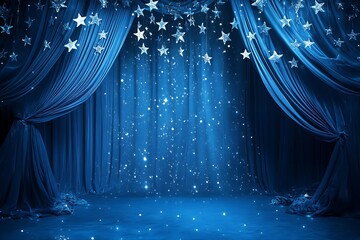 Sticker - blue stage curtain