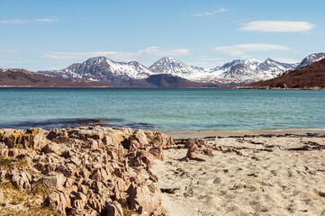 Canvas Print - nature sceneries inside the island of Sommaroy,  Tromso municipality, Norway