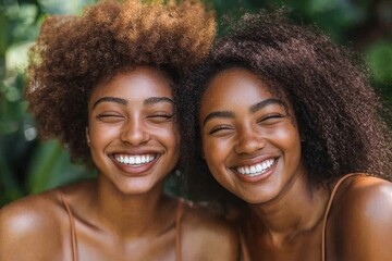 Two black race friends having fun, Generative AI