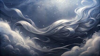 Canvas Print - Swirling clouds form an enchanting scene in a dreamy night sky.