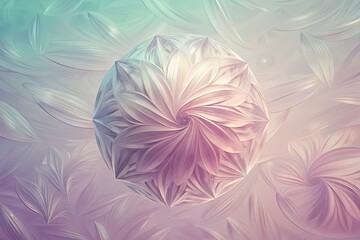 Wall Mural - A delicate flower-like fractal in soft pastel shades swirls gently.