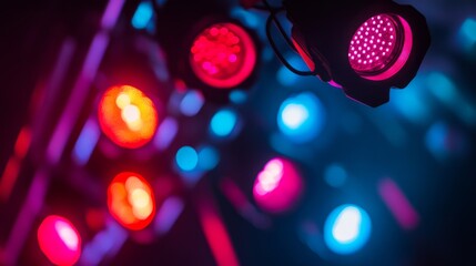 Poster - Dynamic stage lighting in a range of bright colors, creating a vibrant and energetic backdrop for a performance.