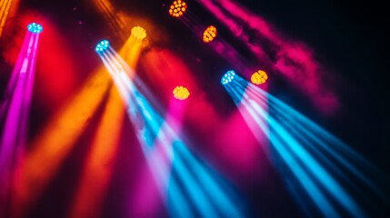 Poster - Dynamic stage lighting in a range of bright colors, creating a vibrant and energetic backdrop for a performance.