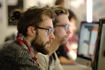 Leinwandbilder - man sitting at desk in front of computer, usability test reveals unexpected insights