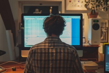 Leinwandbilder - man sitting at desk in front of computer, usability test reveals unexpected insights