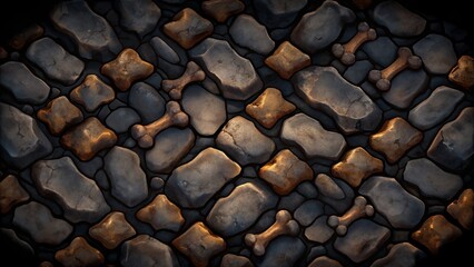 Wall Mural - Close-up of dark textured pebbles forming a pattern.