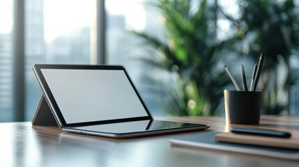 Wall Mural - Tablet with stylus on modern desk