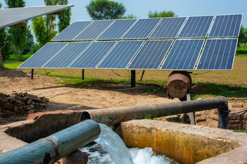 Solar powered water turbine for irrigation in the field