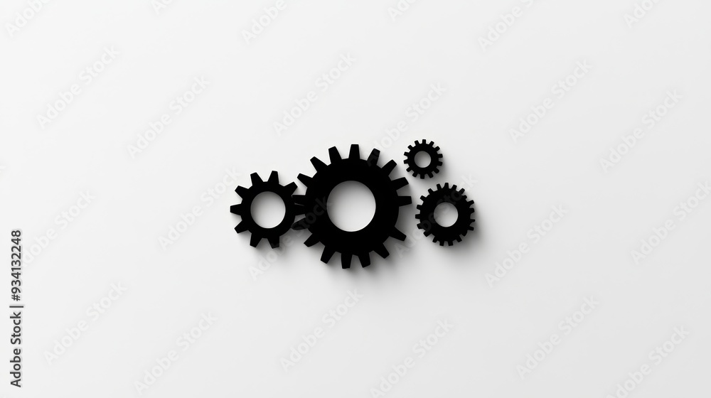 Interlocking Gears: A Symbol of Teamwork and Efficiency - Four black ...