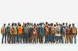 © Kishan - side,back and front view of a large group of people dressed in sports and casual clothes on white background, Generative AI