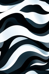 Wall Mural - A modern monochrome pattern with wavy black and white lines creating a dynamic and bold visual effect, perfect for minimalist and contemporary designs.